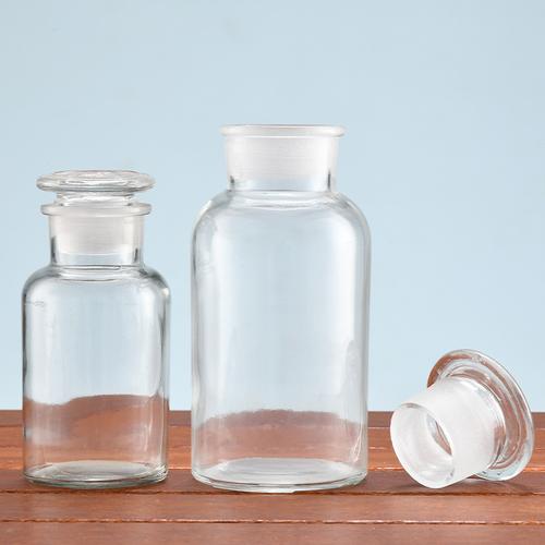 透明广口试剂瓶玻璃密封磨砂盖实验瓶化学实验室药瓶